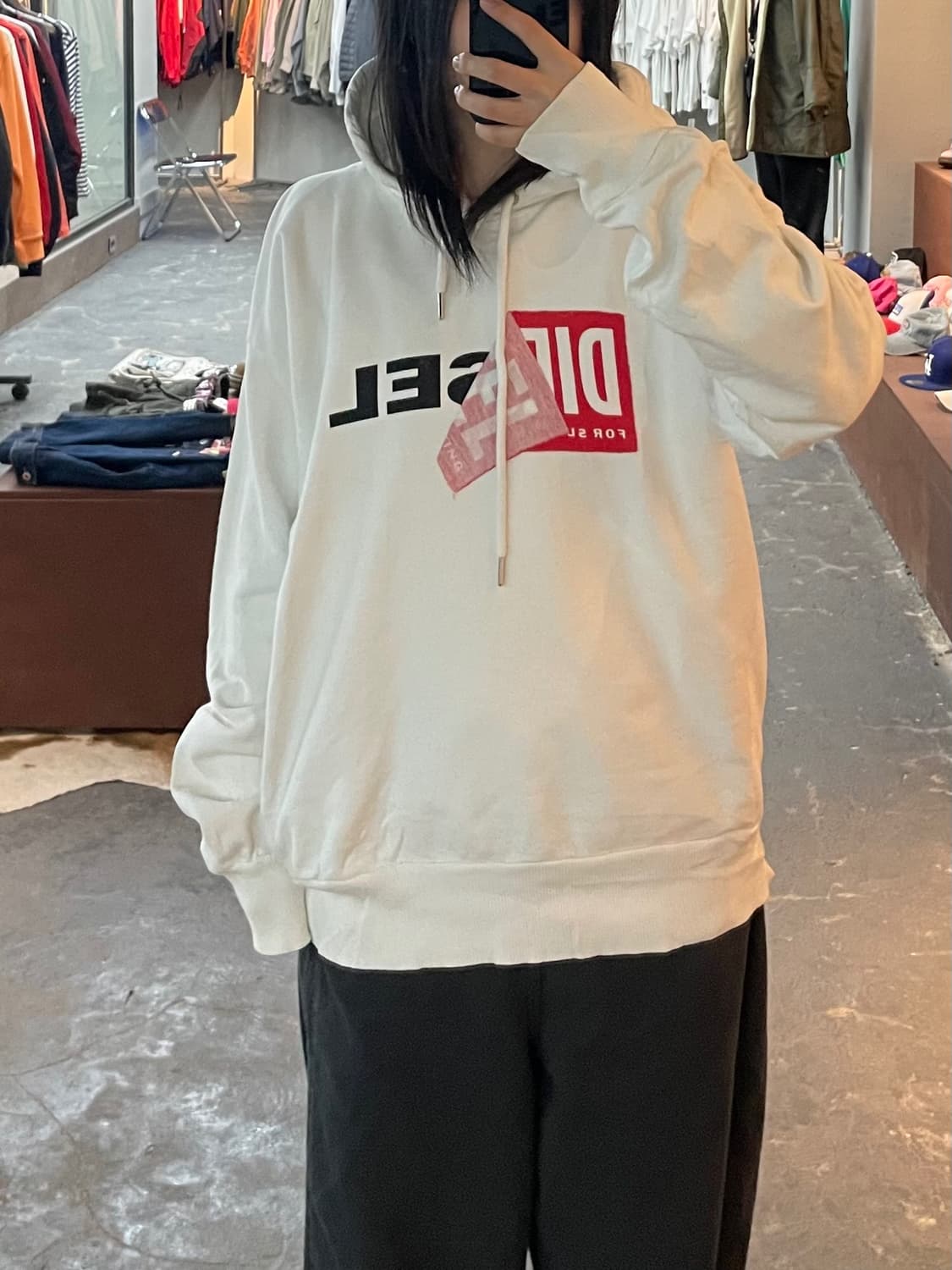 디젤 빅로고 화이트 후드티 H2047 상품이미지1