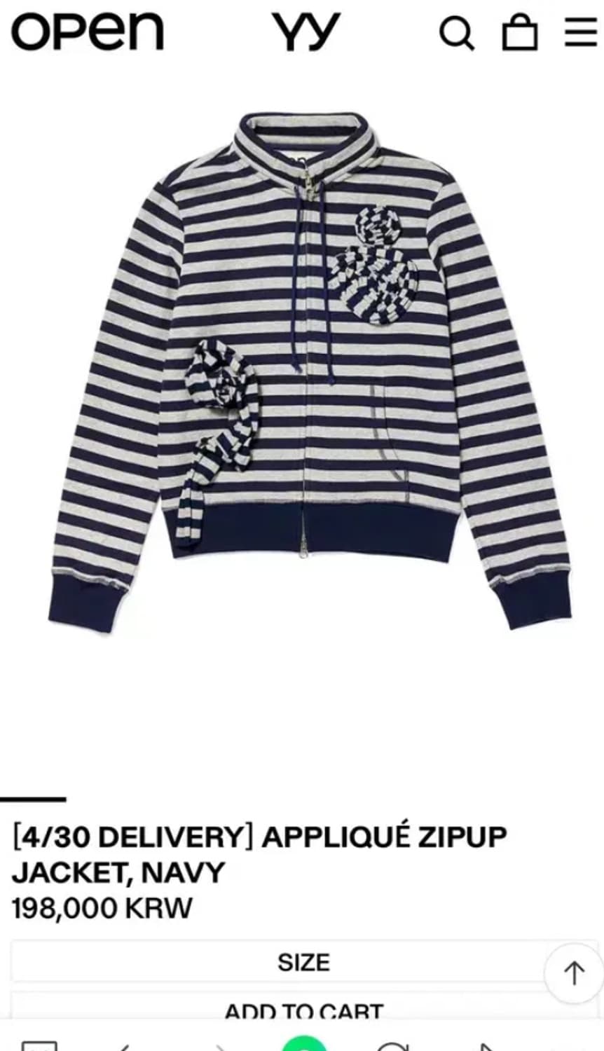 오픈와이와이 아플리케 집업 네이비 상품이미지1