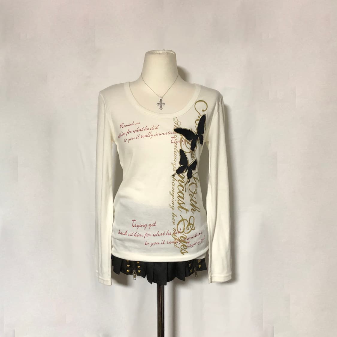 나비 레터링 티셔츠 화이트 상품이미지4