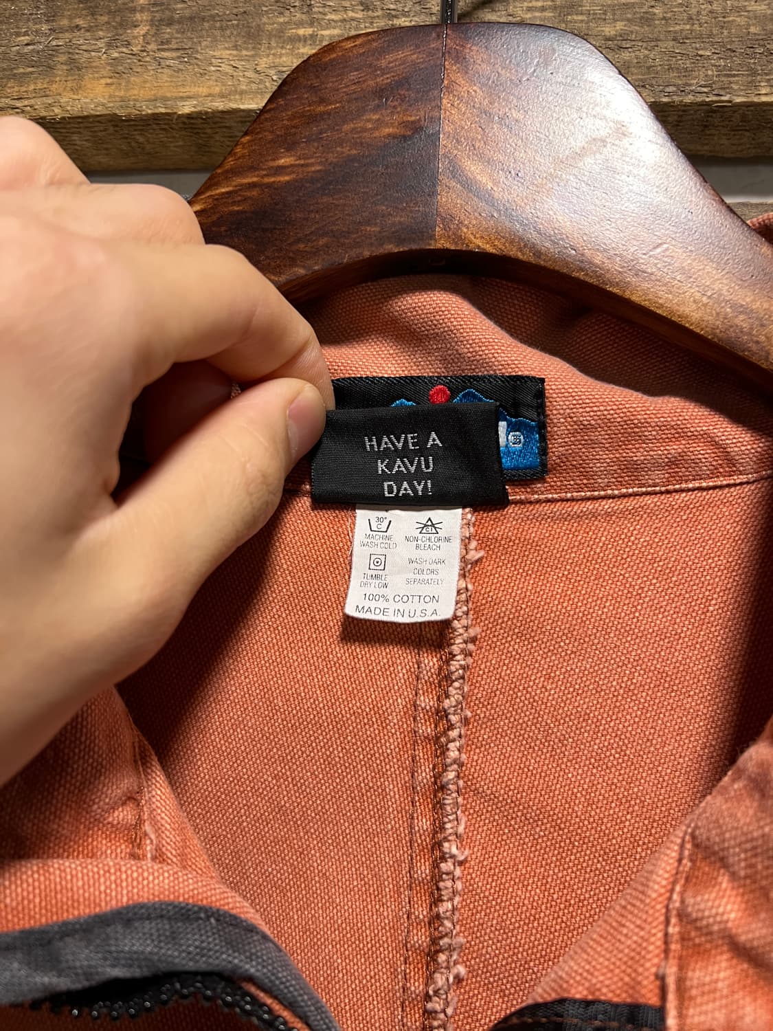 [L]KAVU 카부 Made in USA 브릭레드 캔버스 풀오버 셔츠 상품이미지3
