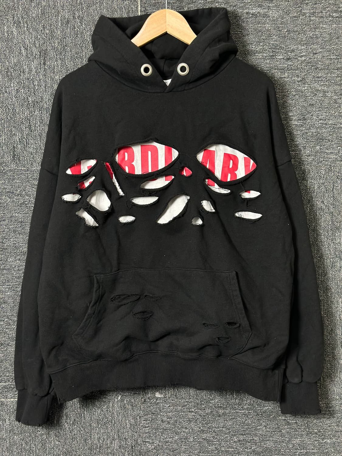 X:Ordinary 데미지 블랙 후드티 50 상품이미지1