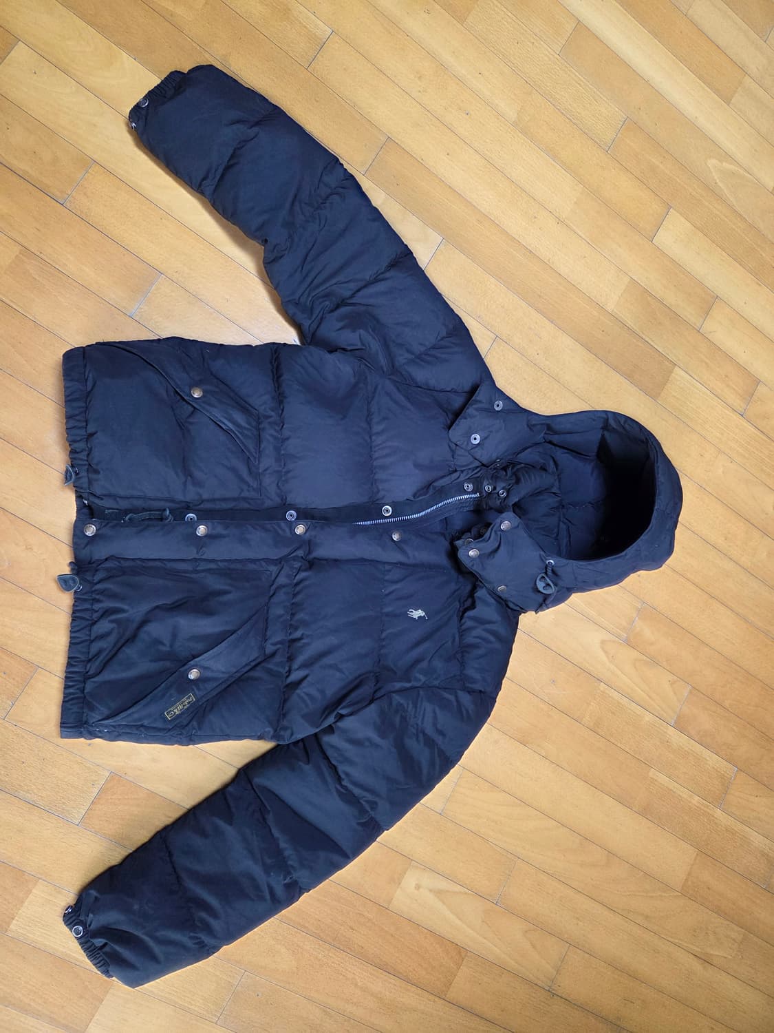 폴로랄프로렌 자수포니 블랙 후드 오리털 패딩 S 상품이미지4