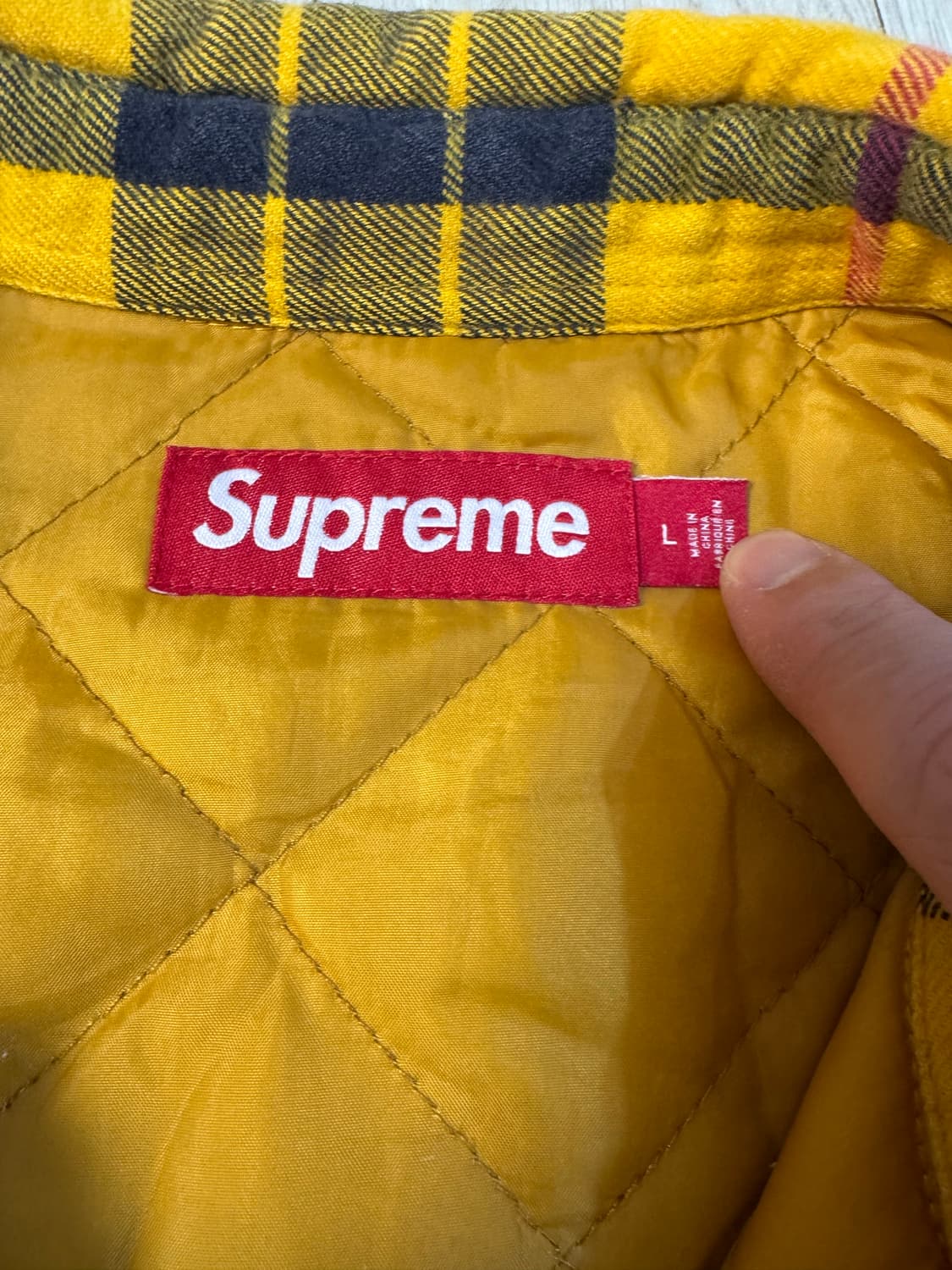 24FW 슈프림 퀼티드 플래드 옐로우 셔츠 L 상품이미지10