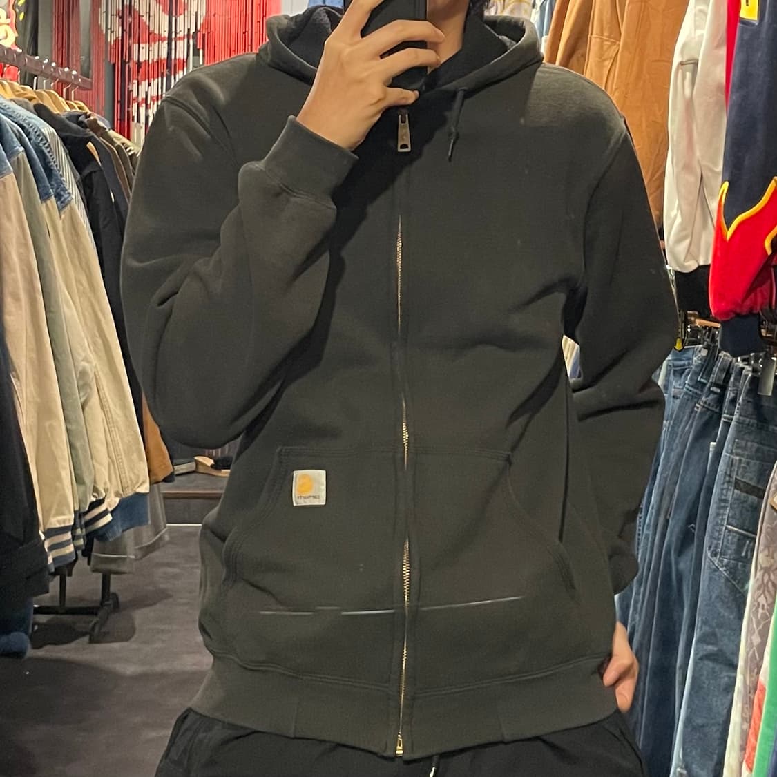 [IM] carhartt 칼하트 블랙 사이드 레터링 후드집업 상품이미지2