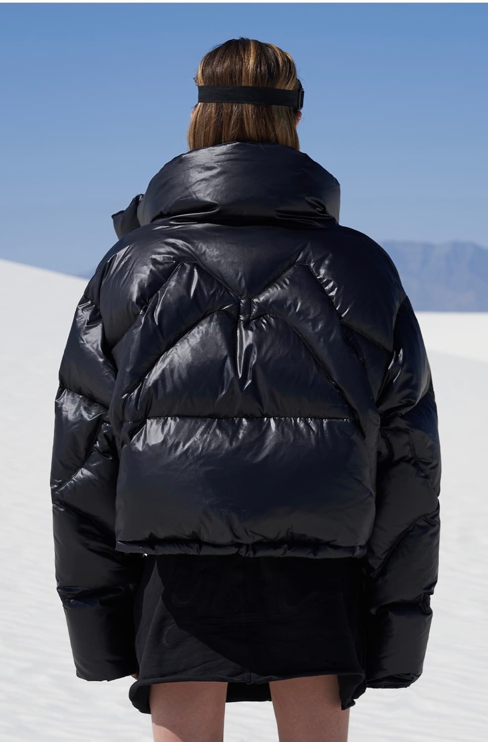 EMBROIDERED CROP PUFFER JACKET BLACK 상품이미지4