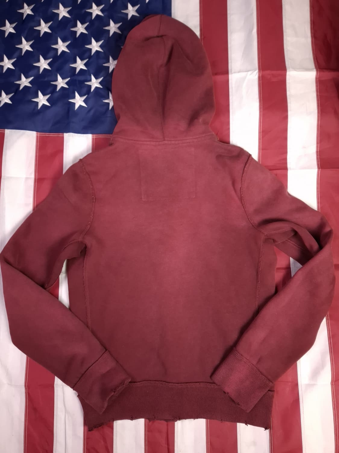 오리지날 아베크롬비 버건디 와플 데미지 후드집업 상품이미지7