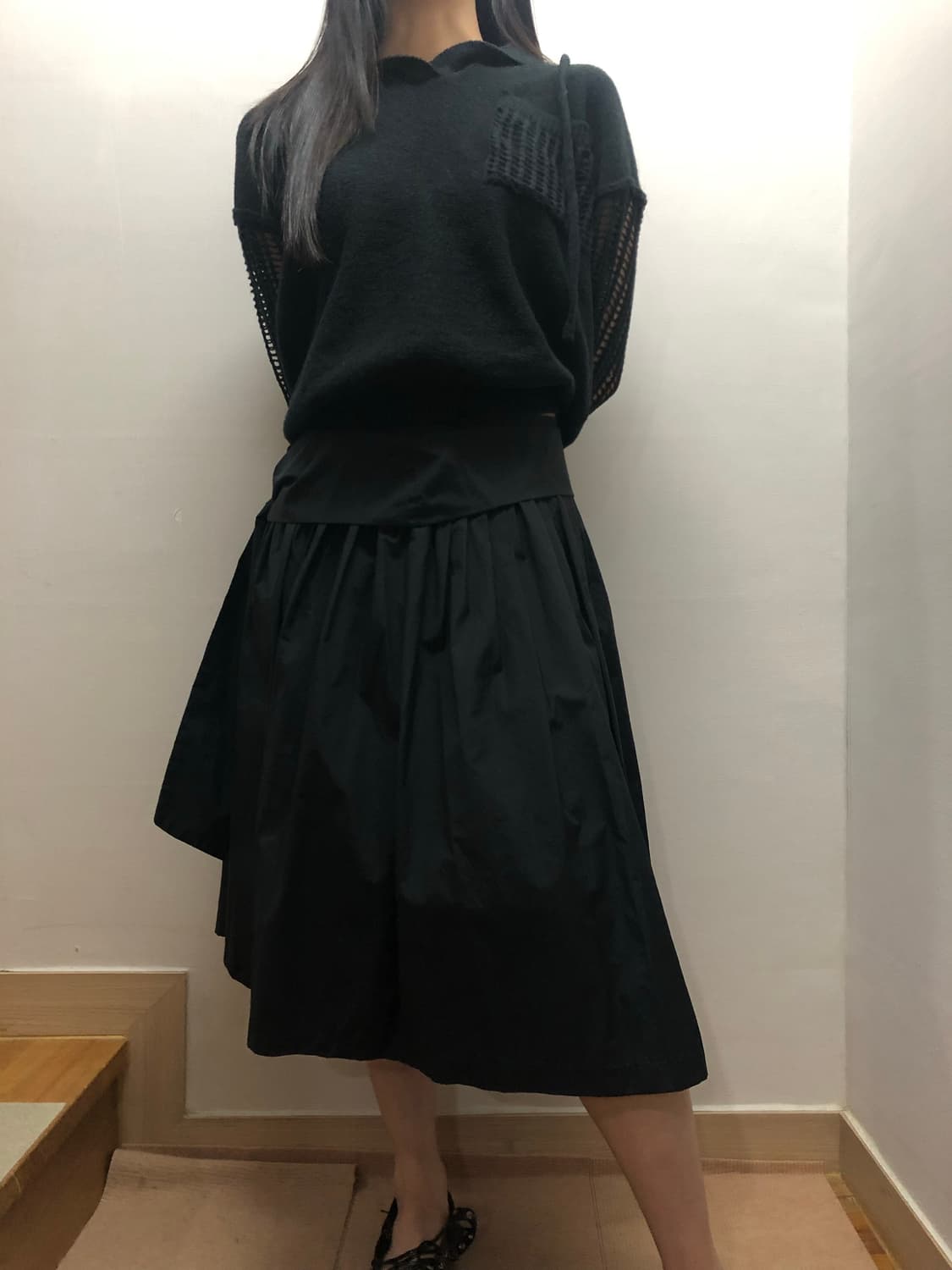 빈티지 블랙 미니멀 플리츠 스커트 상품이미지5