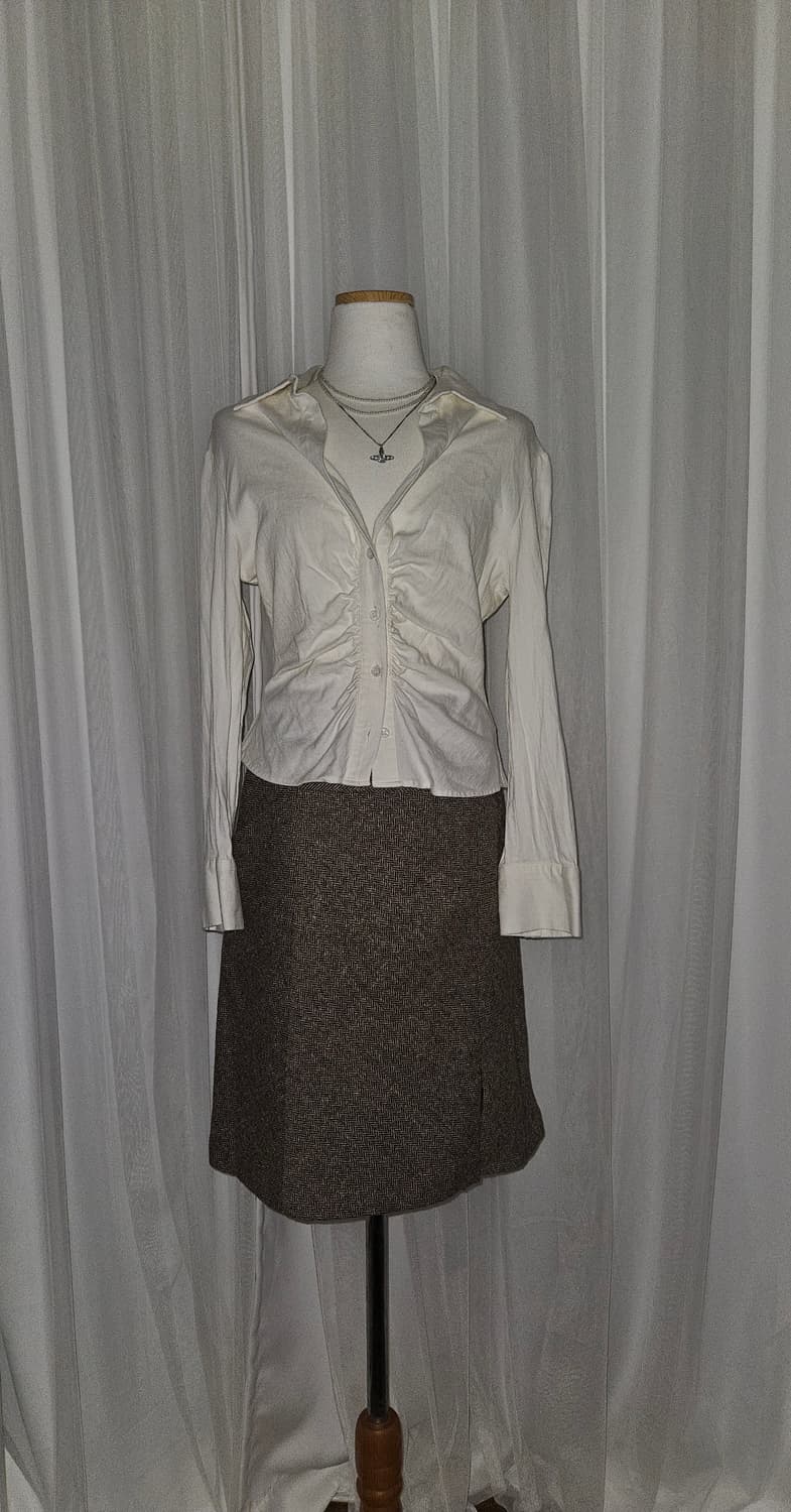 gray magic☆ 울 실크 쓰리버튼 미디 스커트 니혼진 공겜여주 모리 상품이미지3