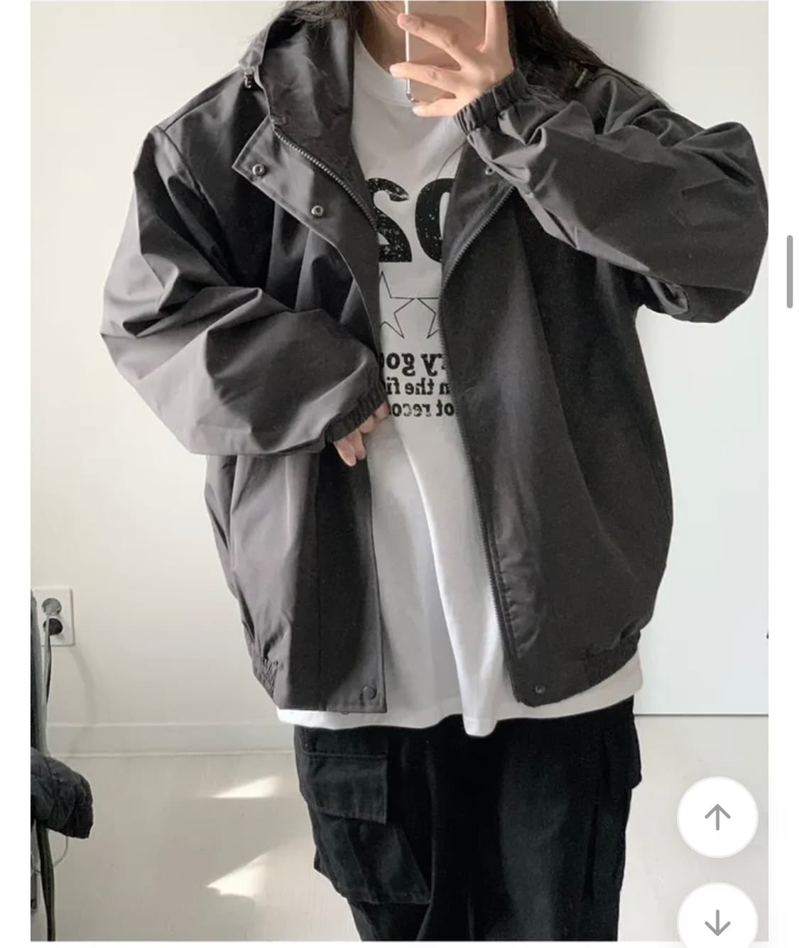 에이블리 남여공용 오버핏 후드 바람막이 (새상품) 상품이미지2
