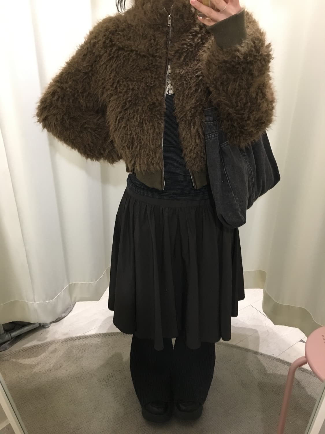 투웨이 지퍼 퍼 크롭 자켓 상품이미지3