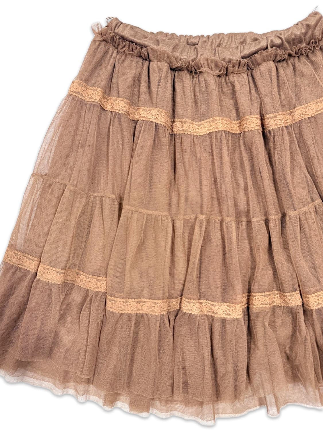 빈티지 오랜지 브라운 레이스 플레어 미디 스커트 상품이미지2