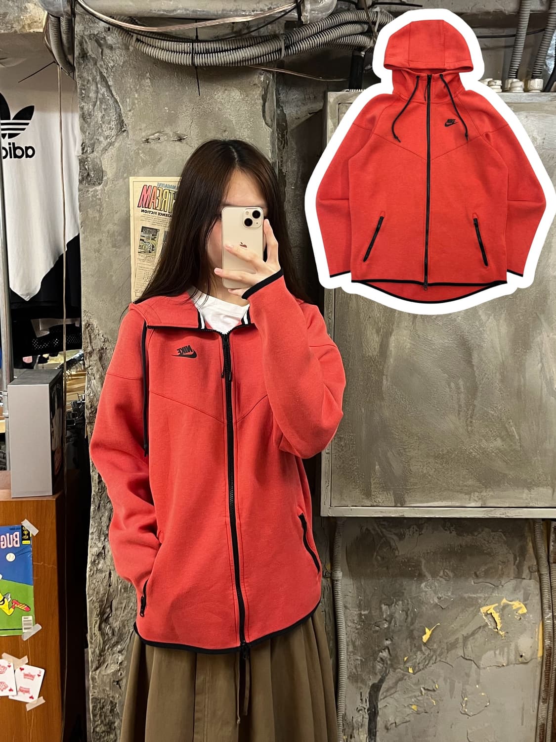 아디다스 후드집업 레드 L #csz968 상품이미지1