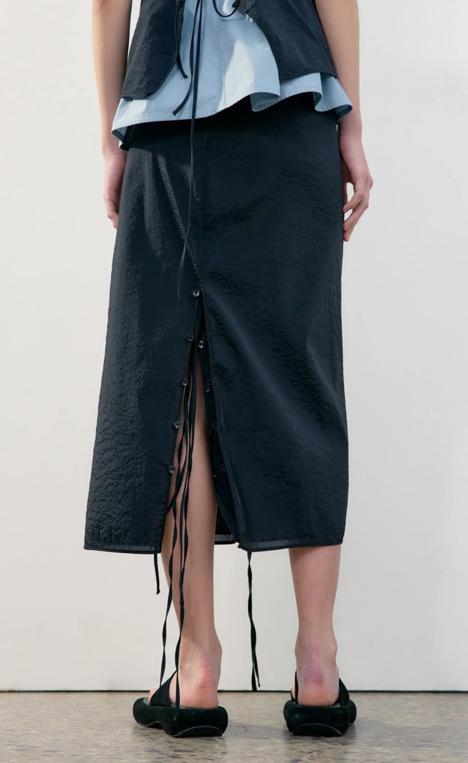 로우클래식 see through button skirt (beige) s 상품이미지1