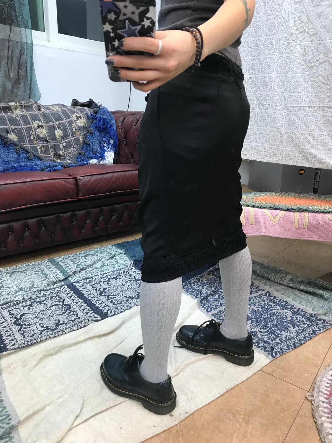 아르마니 익스체인지 여성 쉬폰 디테일 미디스커트  상품이미지2