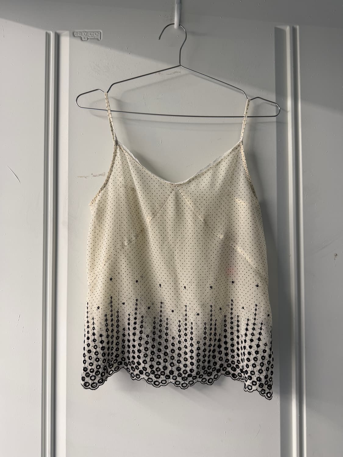 일본빈티지 도트 레이스 슬리브리스 상품이미지3