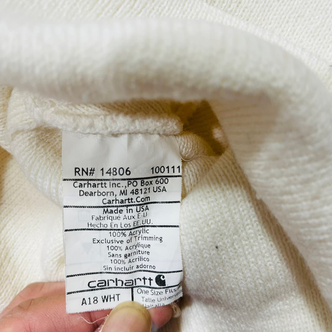 칼하트 Box 600 화이트 U.S.A 비니 상품이미지5