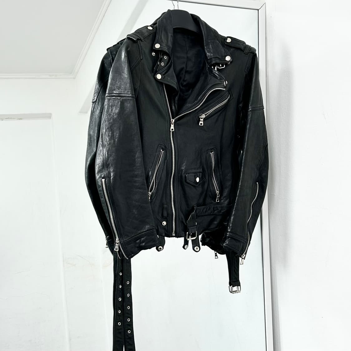 이태리제 롱스트랩 양가죽 라이더 자켓 상품이미지4