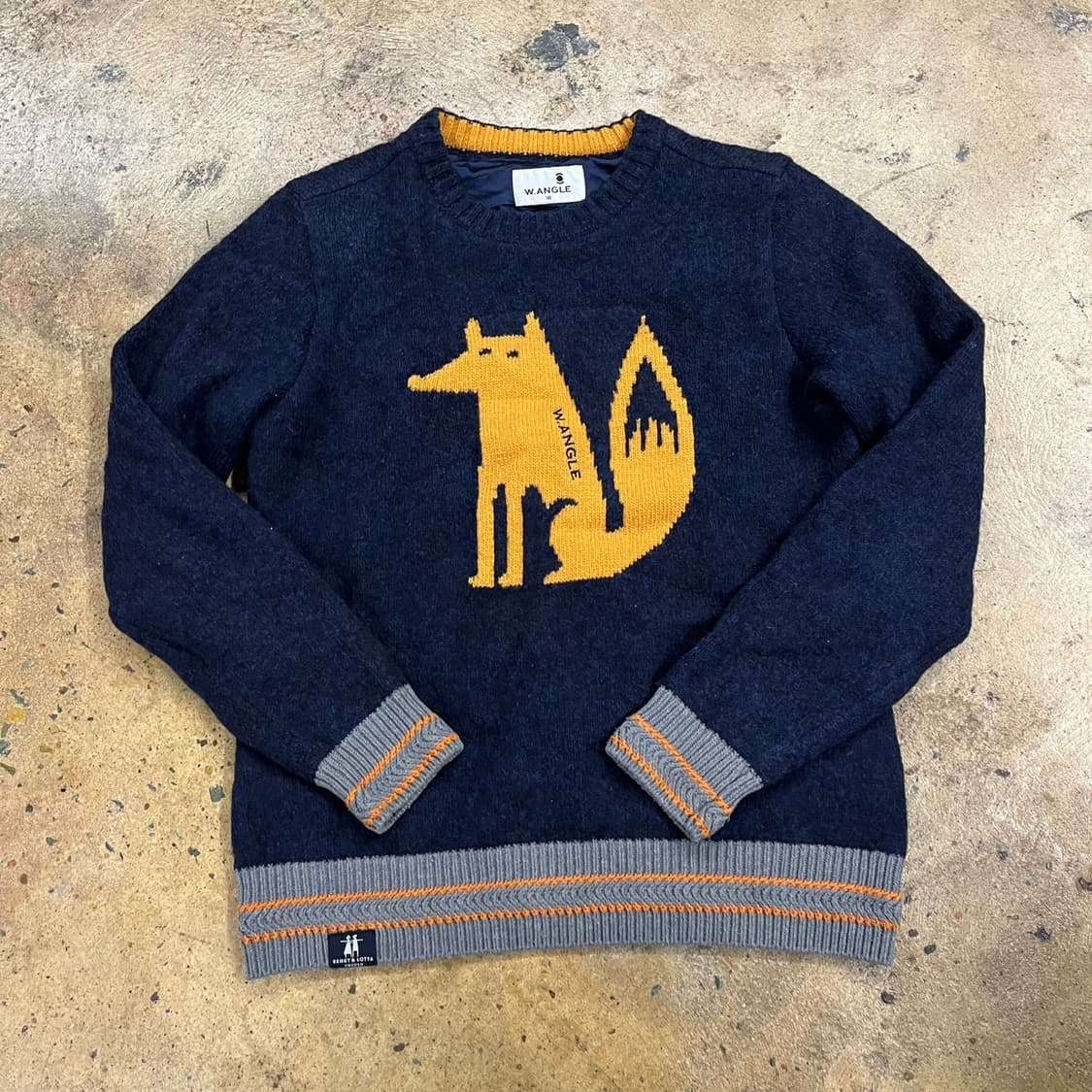 [정품/90] W.ANGLE 폭스 자수 니트 네이비 b17 상품이미지2