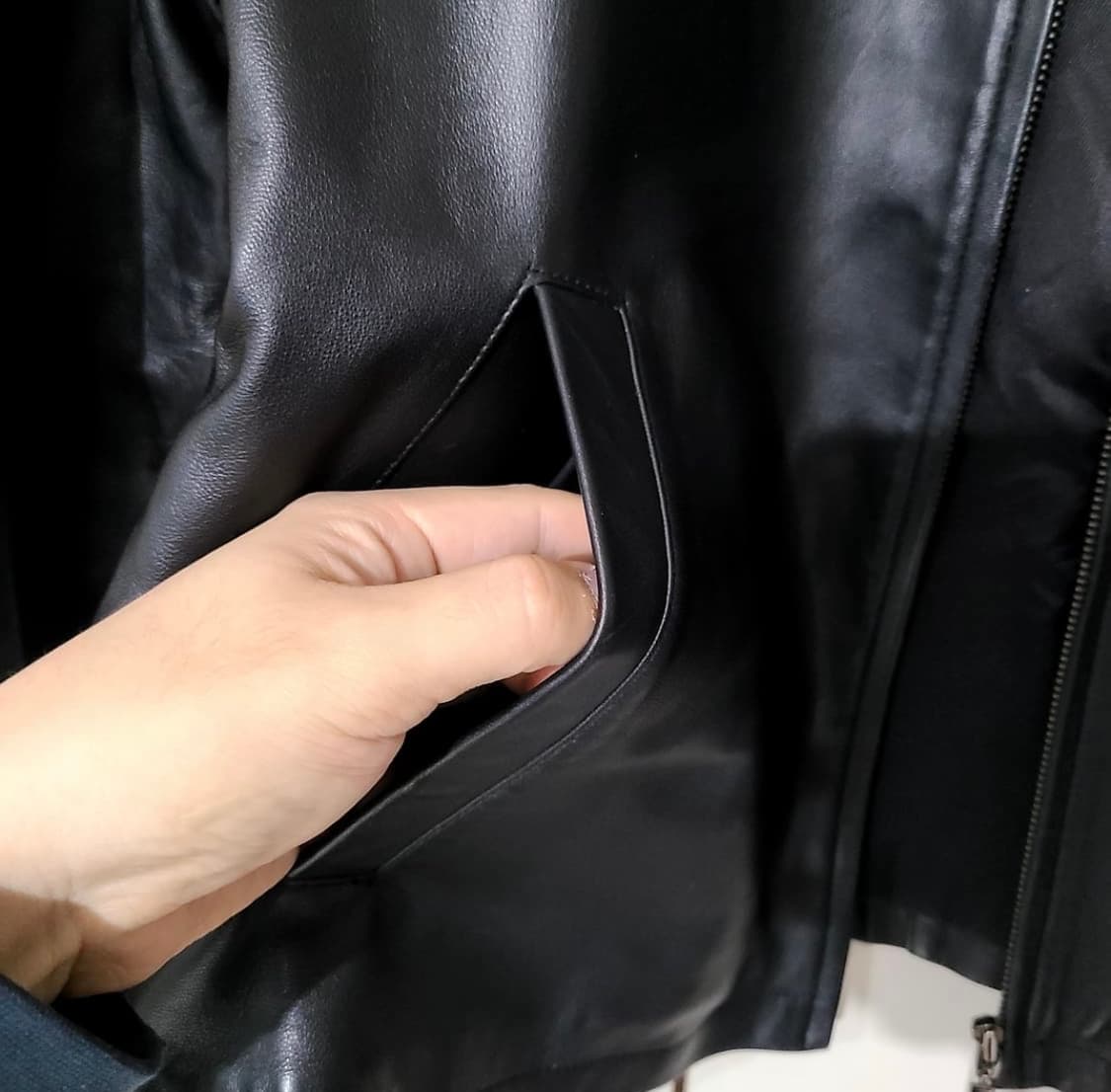 빈티지 양가죽100% 램스킨 싱글 레더 자켓 상품이미지5