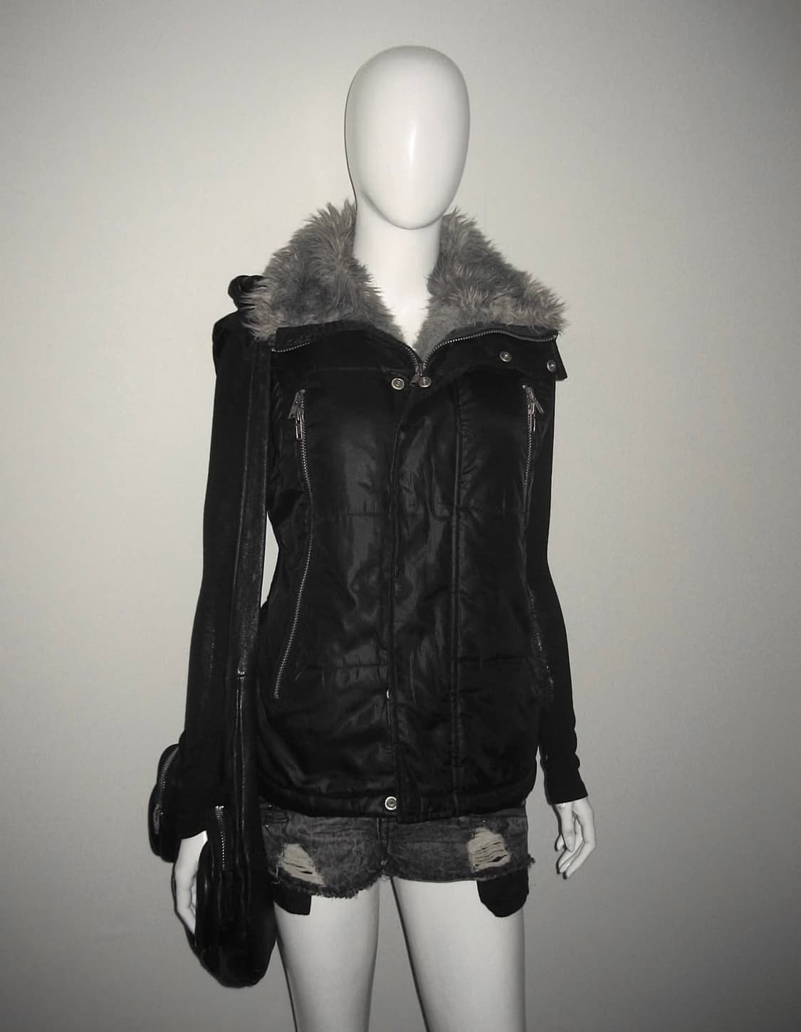 y2k 빈티지 패딩 조끼 블랙 갸루 아우터 상품이미지1