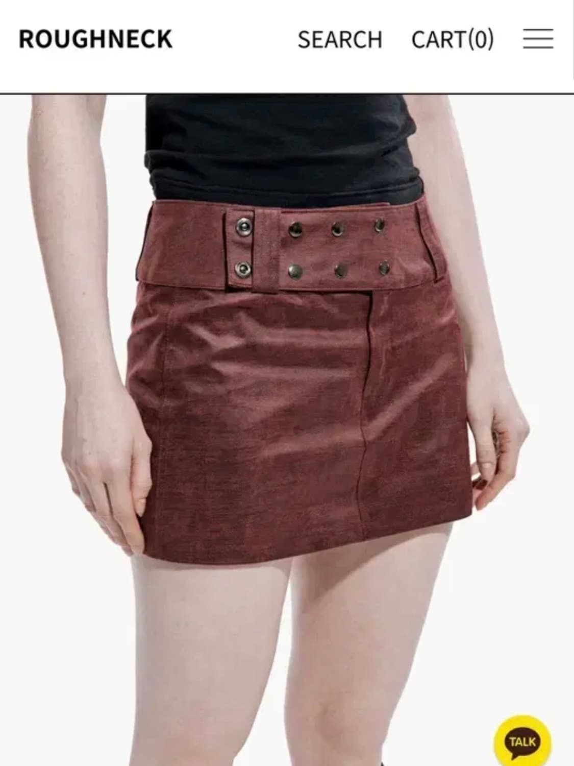 러프넥 로우라이즈 빈티지 레더 스커트 와인 상품이미지1