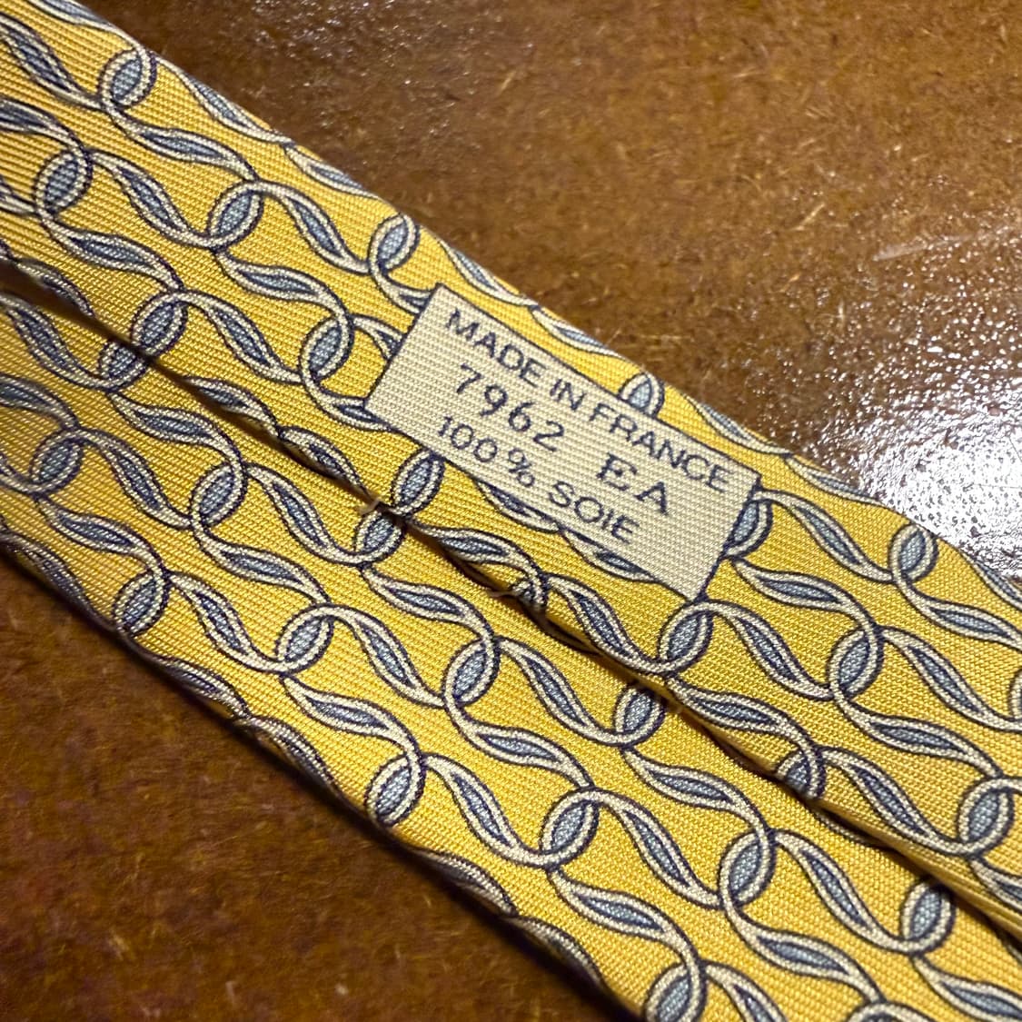 에르메스 HERMES 옐로우 체인 패턴 실크 넥타이 상품이미지4