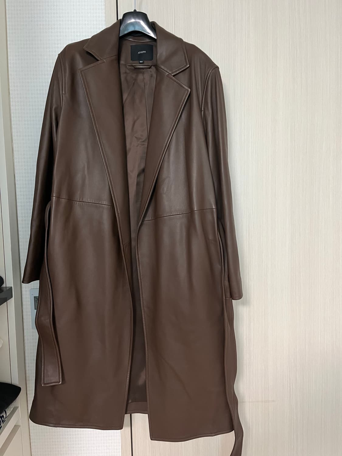 JOSEPH 조셉 천연 양가죽 롱 코트 브라운 상품이미지1