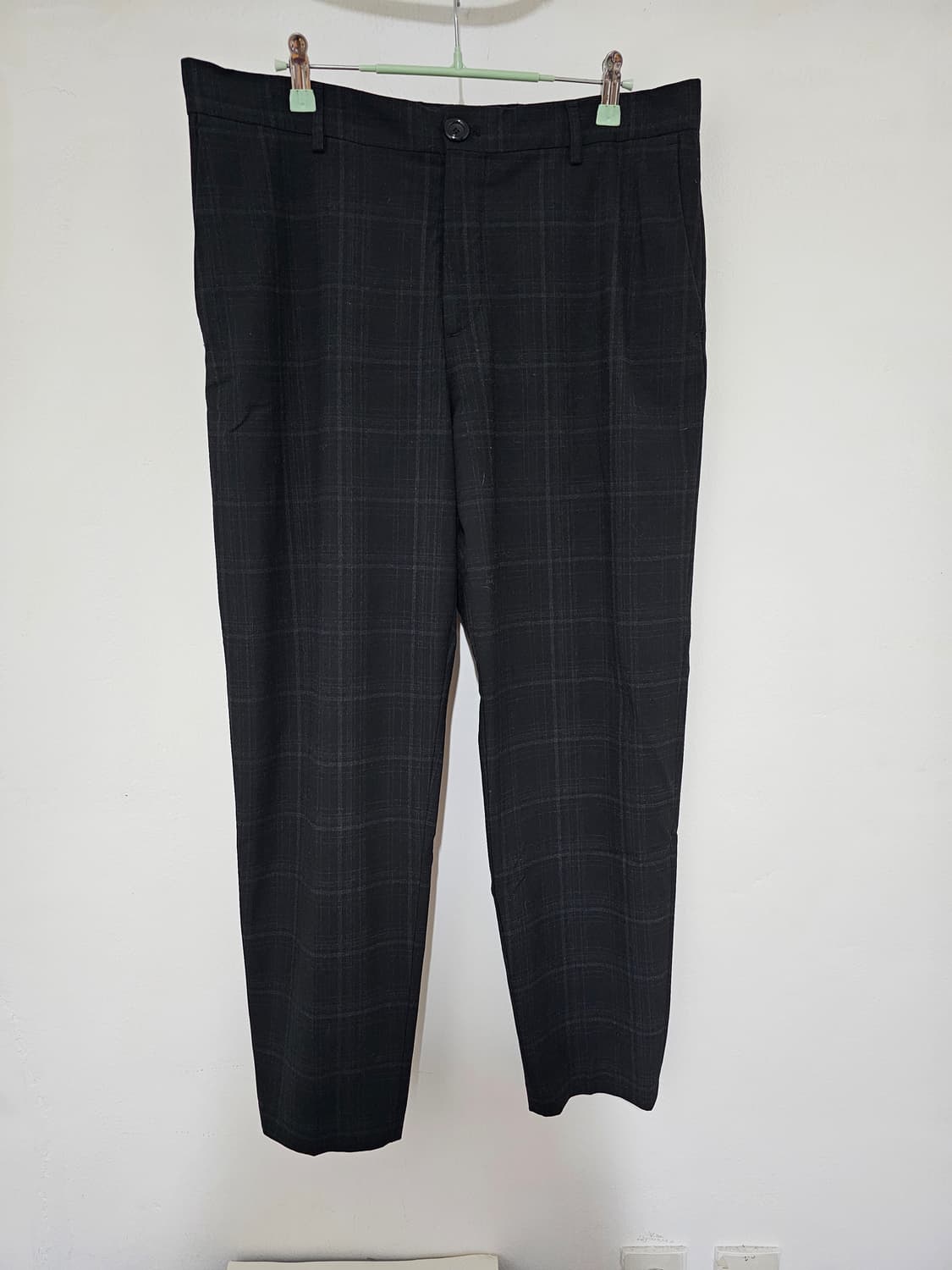 자라 모소재 와이드핏 블랙체크 슬랙스 32-34 상품이미지1