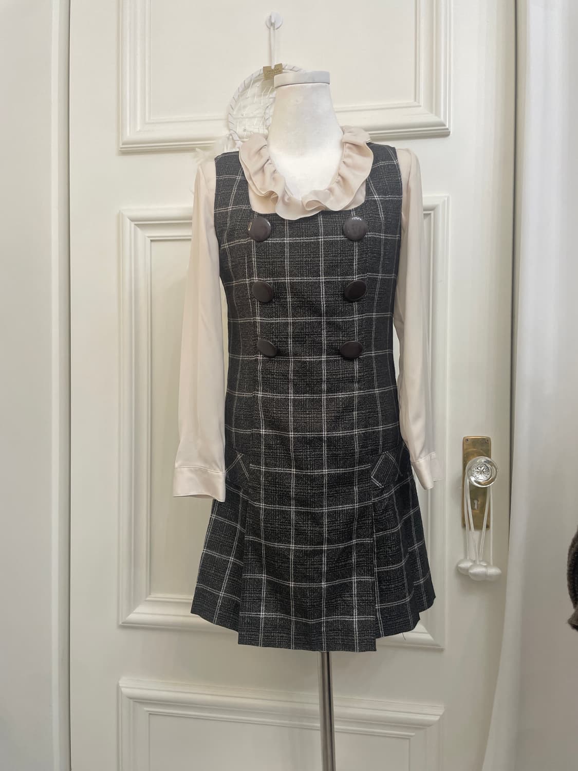 brown back bow check mini opc&cool beige 상품이미지1