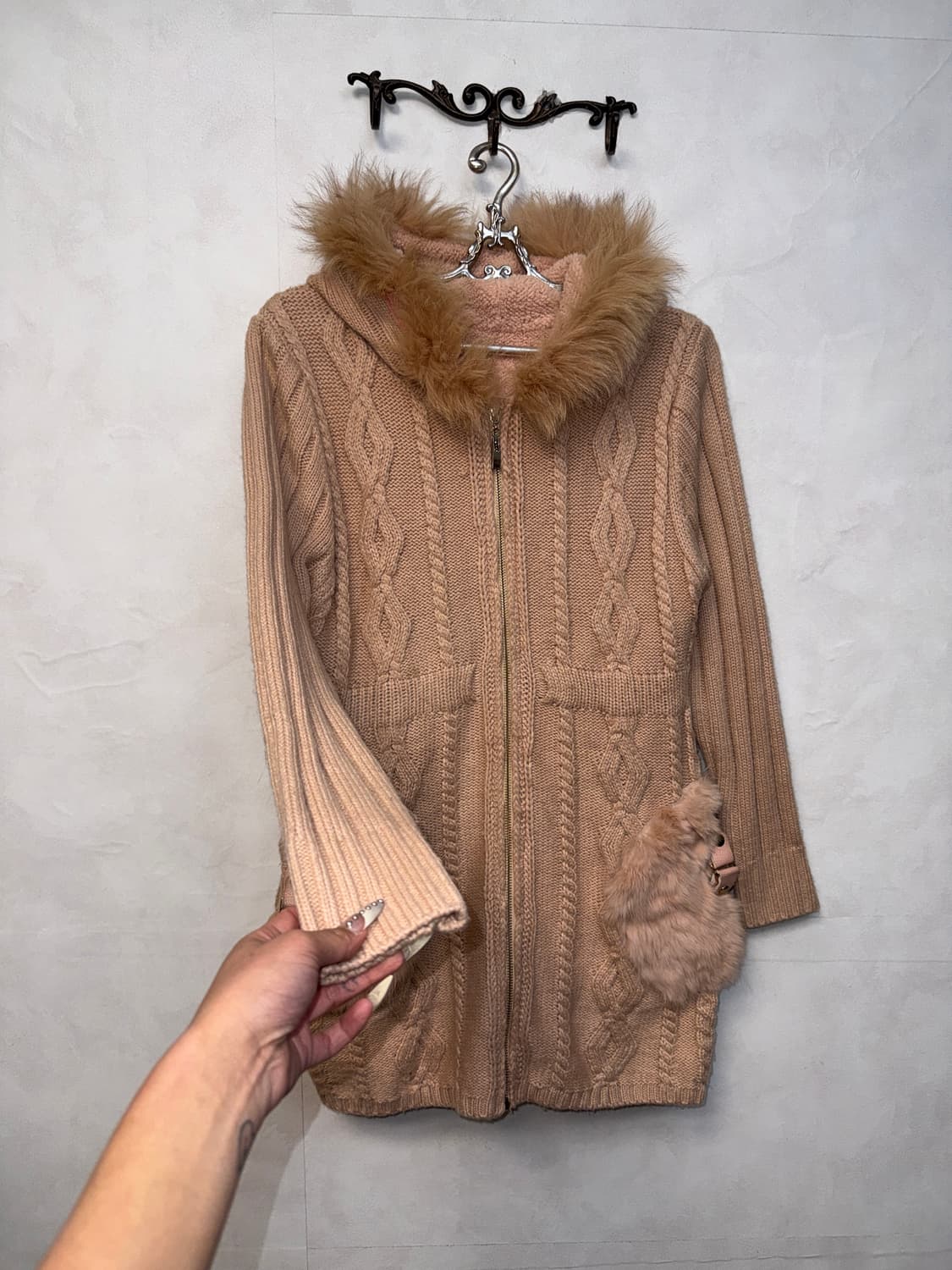 Baby pink fur pocket hood zipup ops jk 상품이미지2