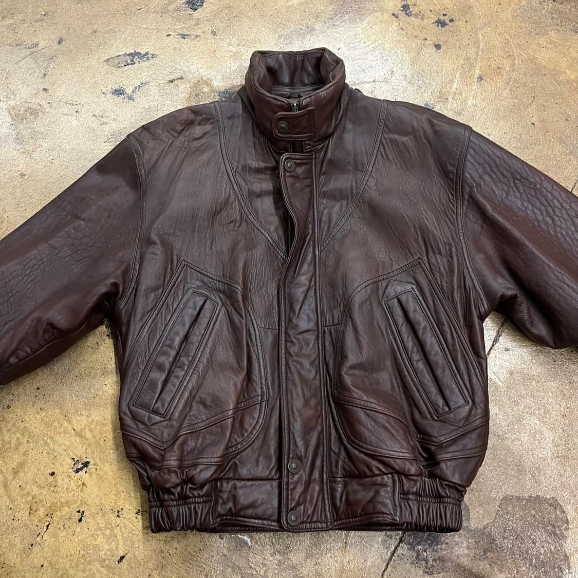 [정품/95] bigbell 빈티지 브라운 가죽 자켓 b14 상품이미지3