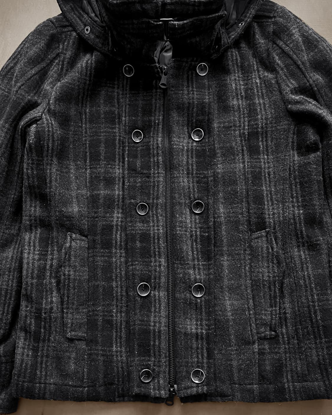 90-00s Hideway Gothic Check Wool Hood JK 상품이미지5