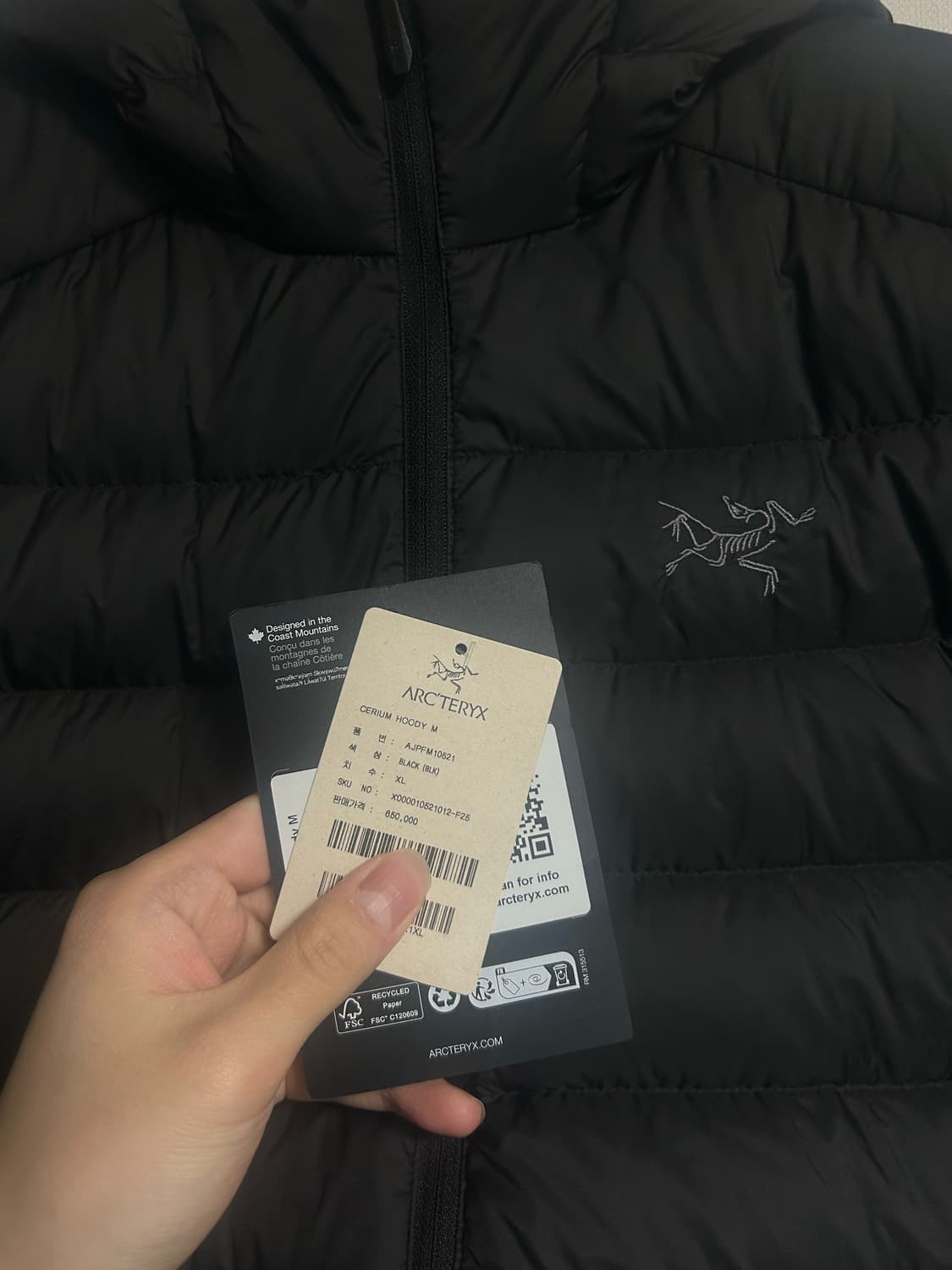 아크테릭스 세륨 후디 블랙 XL 25FW 상품이미지9