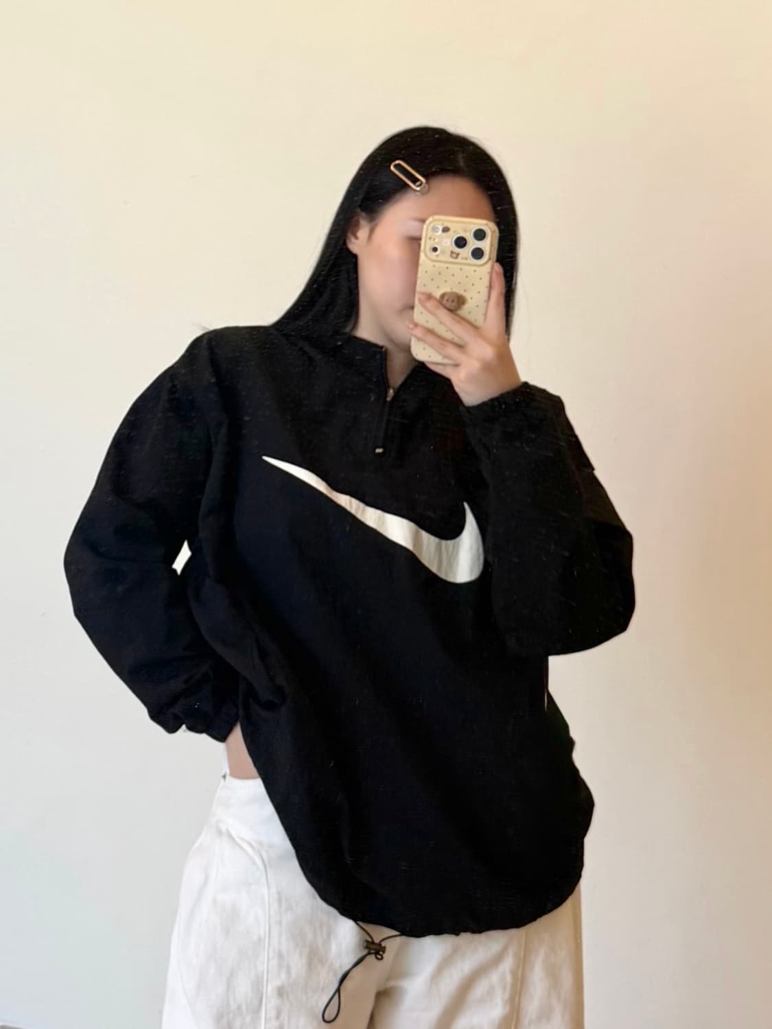 나이키(nike) 스우시 반집업 아노락 블랙 상품이미지1