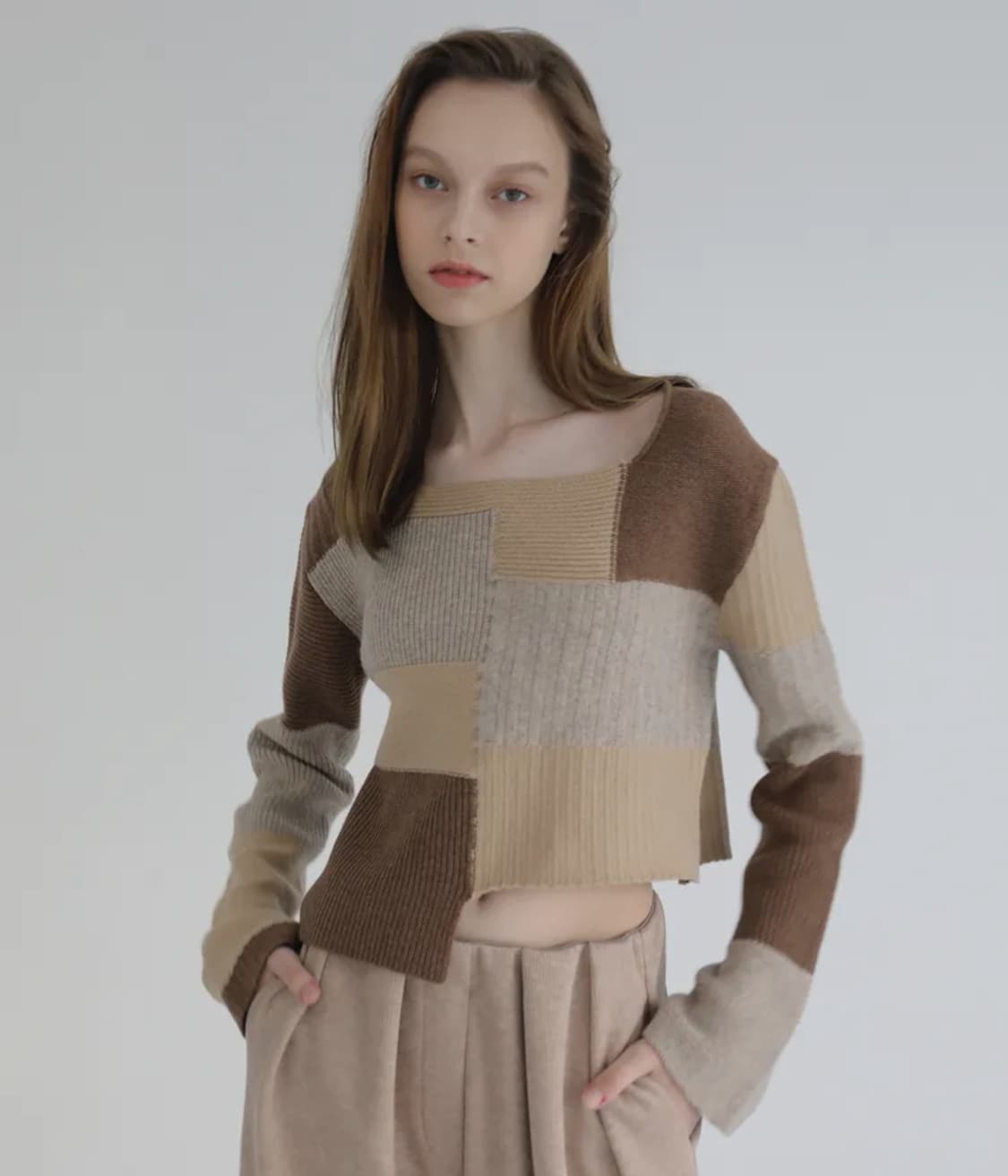 소프트 서울 컬러블록니트 상품이미지1