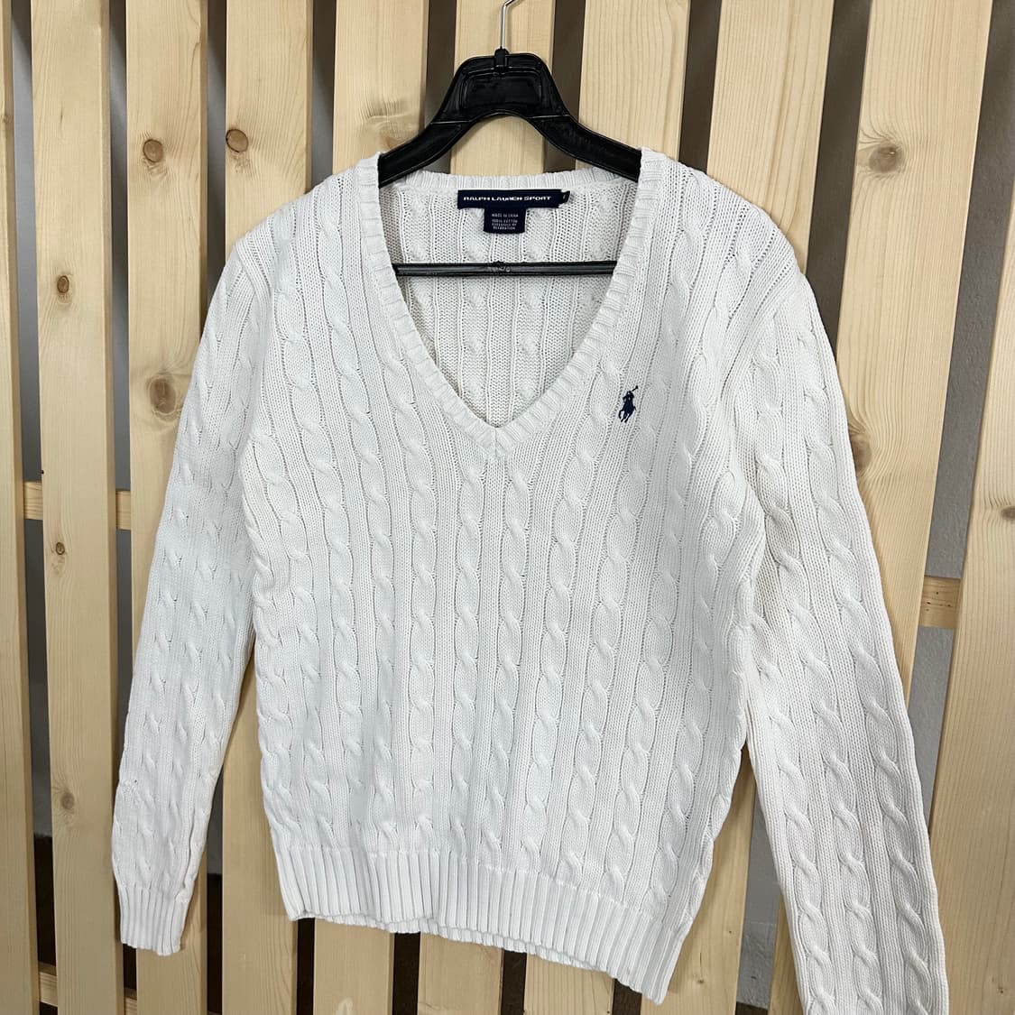 (S) 폴로 랄프로렌 아이보리 케이블 브이넥 니트 스웨터 상품이미지2