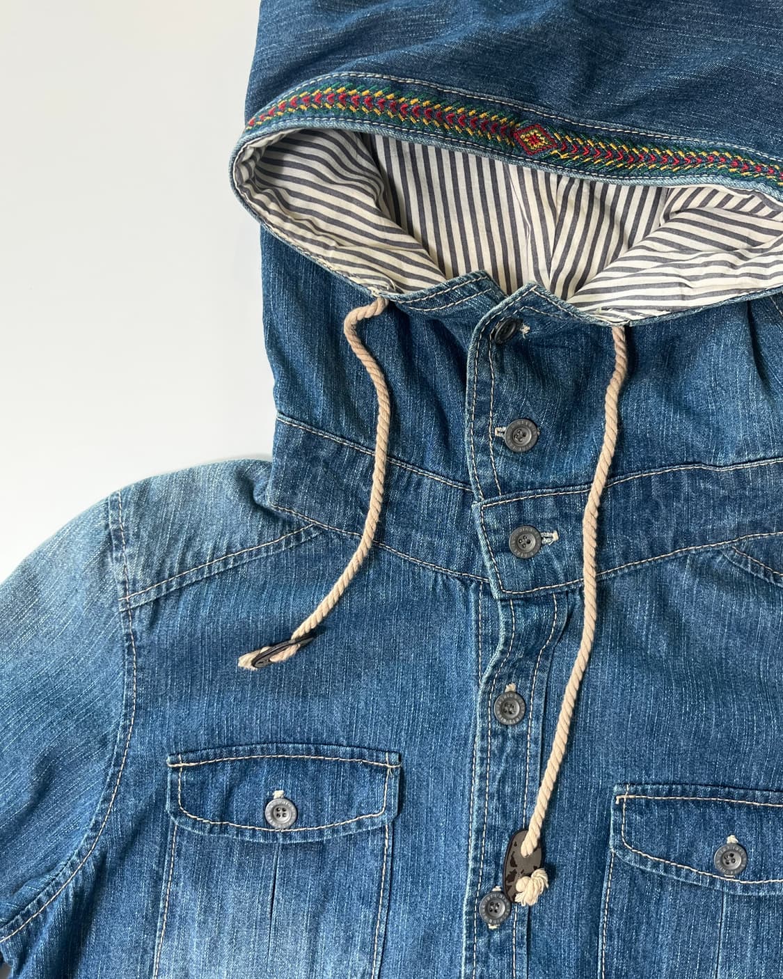 보헤미안  후드 데님 셔츠 상품이미지7