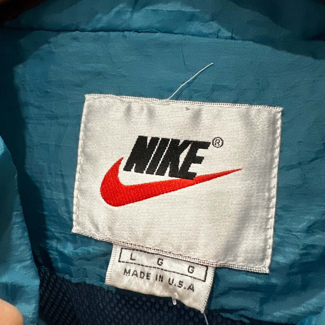 나이키 올드스쿨 후드 바람막이 배색 밑단 스트링 디테일 네이비 블루 상품이미지6