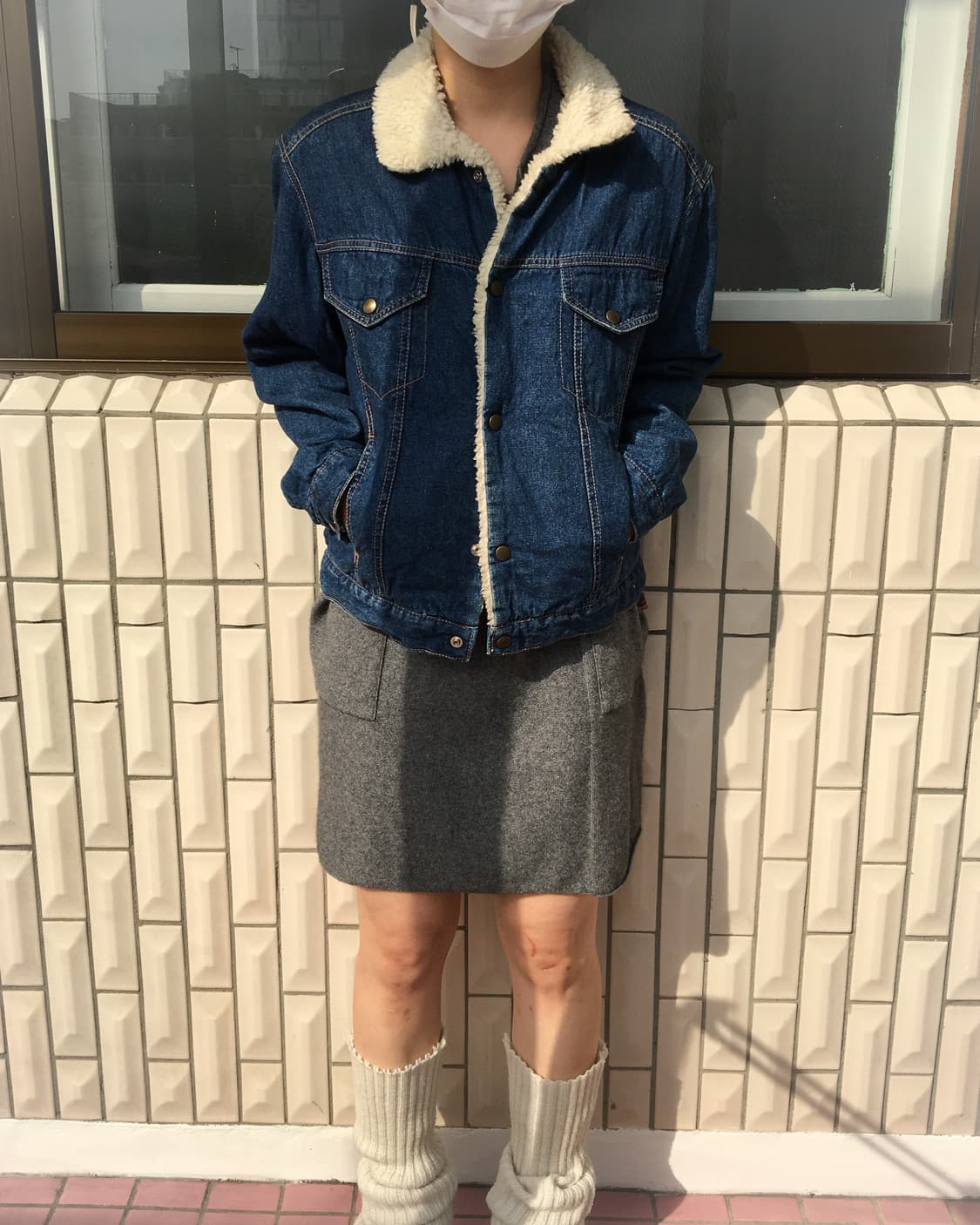 Fake fur denim jacket 상품이미지1