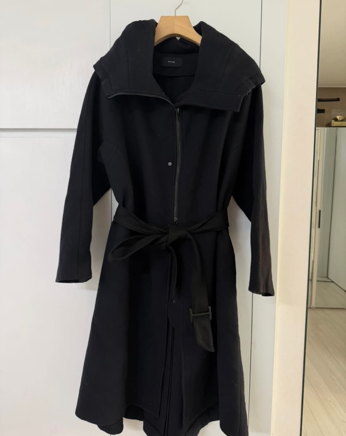 시스템 딥네이비 울 혼방 후드코트 상품이미지1