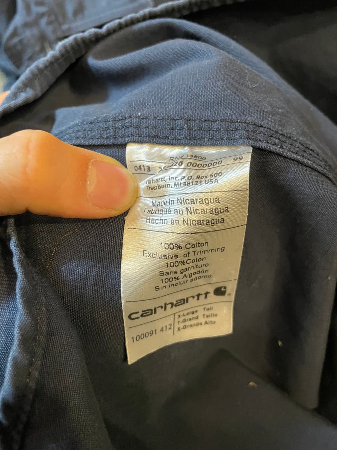 칼하트 오리지널핏 레더패치 워크 셔츠 다크네이비 상품이미지7