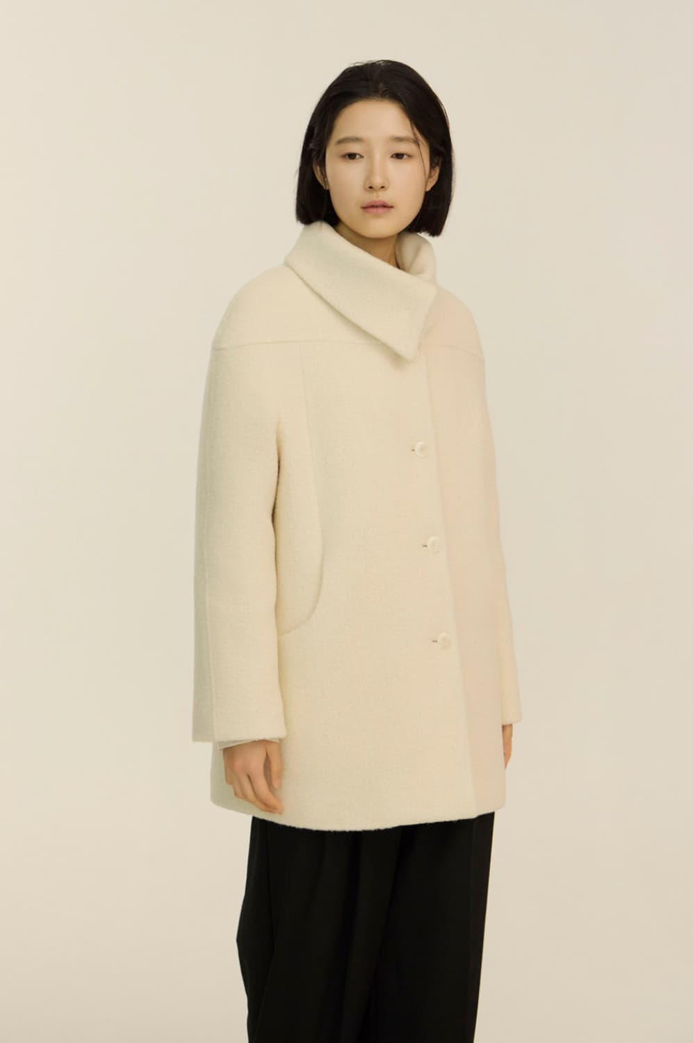 미착용새상품) 녹섭 알파카 커브 컬러 하프코트 크림 s 상품이미지6