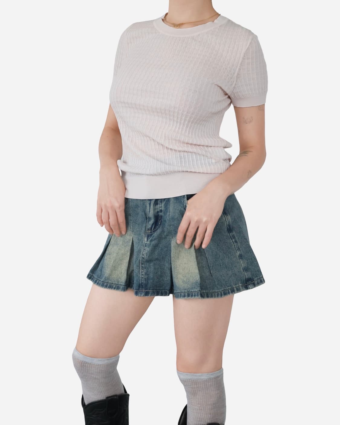 Ferragamo Silk-Wool Ribbed Kninit Top 상품이미지1