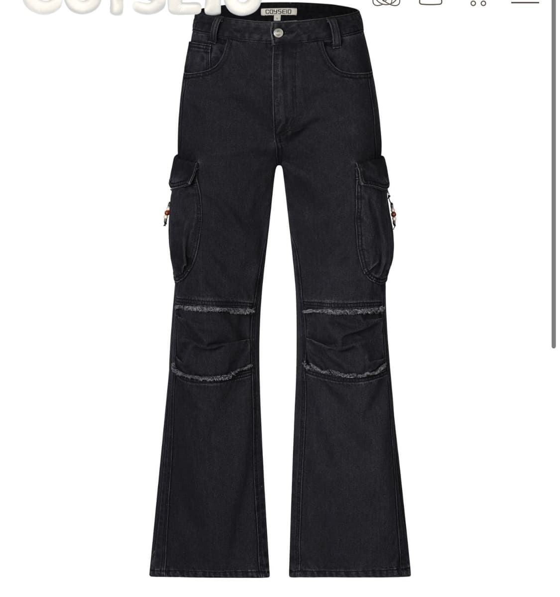 [2] 코이세이오 라운드 포켓 카고 진 블랙 상품이미지1