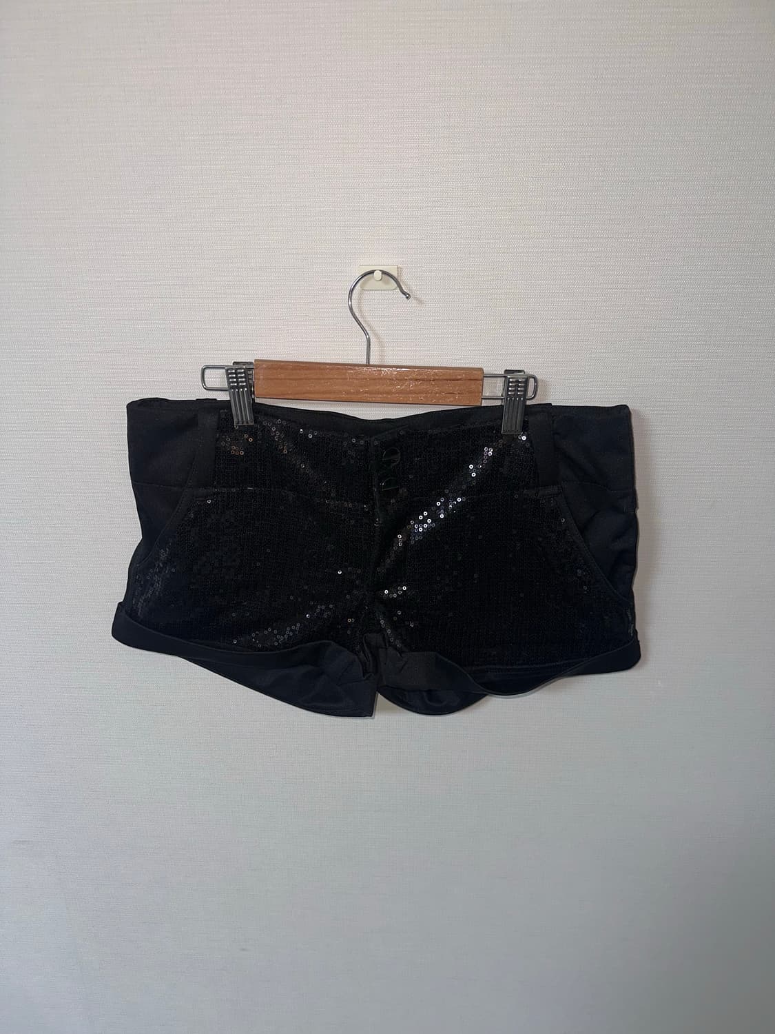 글리터 스팽글 블랙 빈티지 핫팬츠 상품이미지6