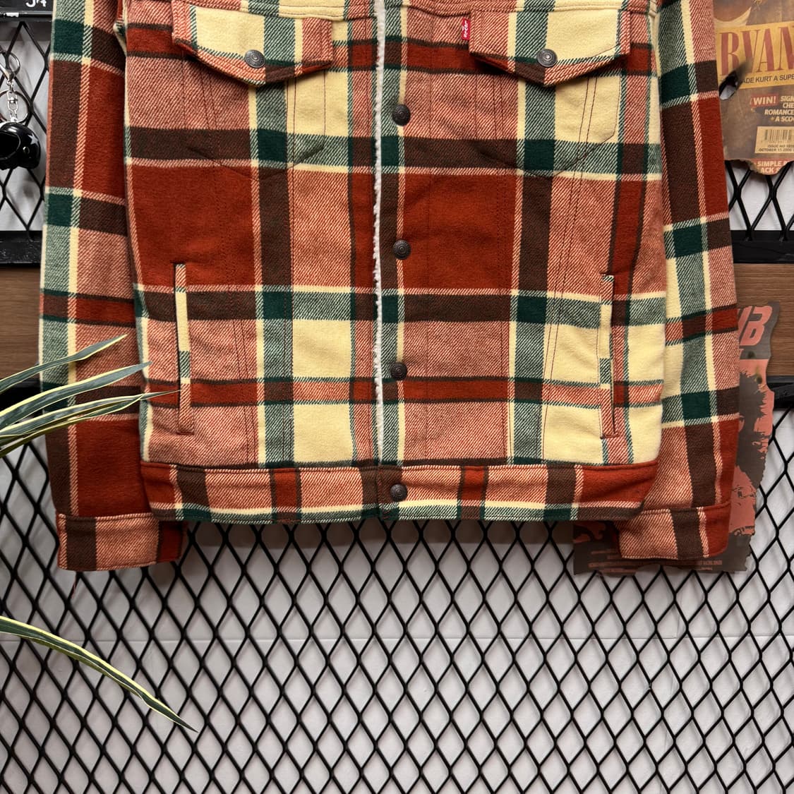 리바이스 타입 3 프리미엄 체크 쉐르파 트러커 자켓 레드 M 상품이미지4