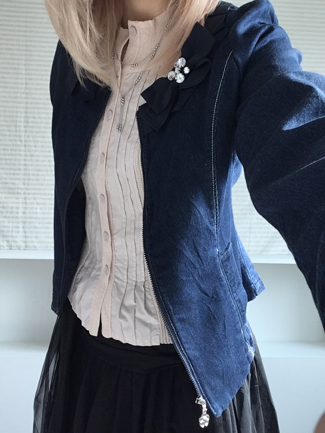 jpn vintage ribbon cubic denim zipup 상품이미지7