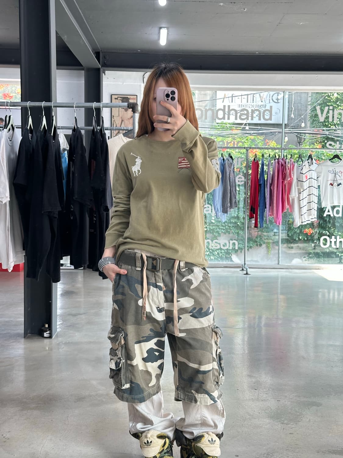 폴로랄프로렌 빅포니 성조기 넘버링 롱슬리브 밀리터리카키 상품이미지2