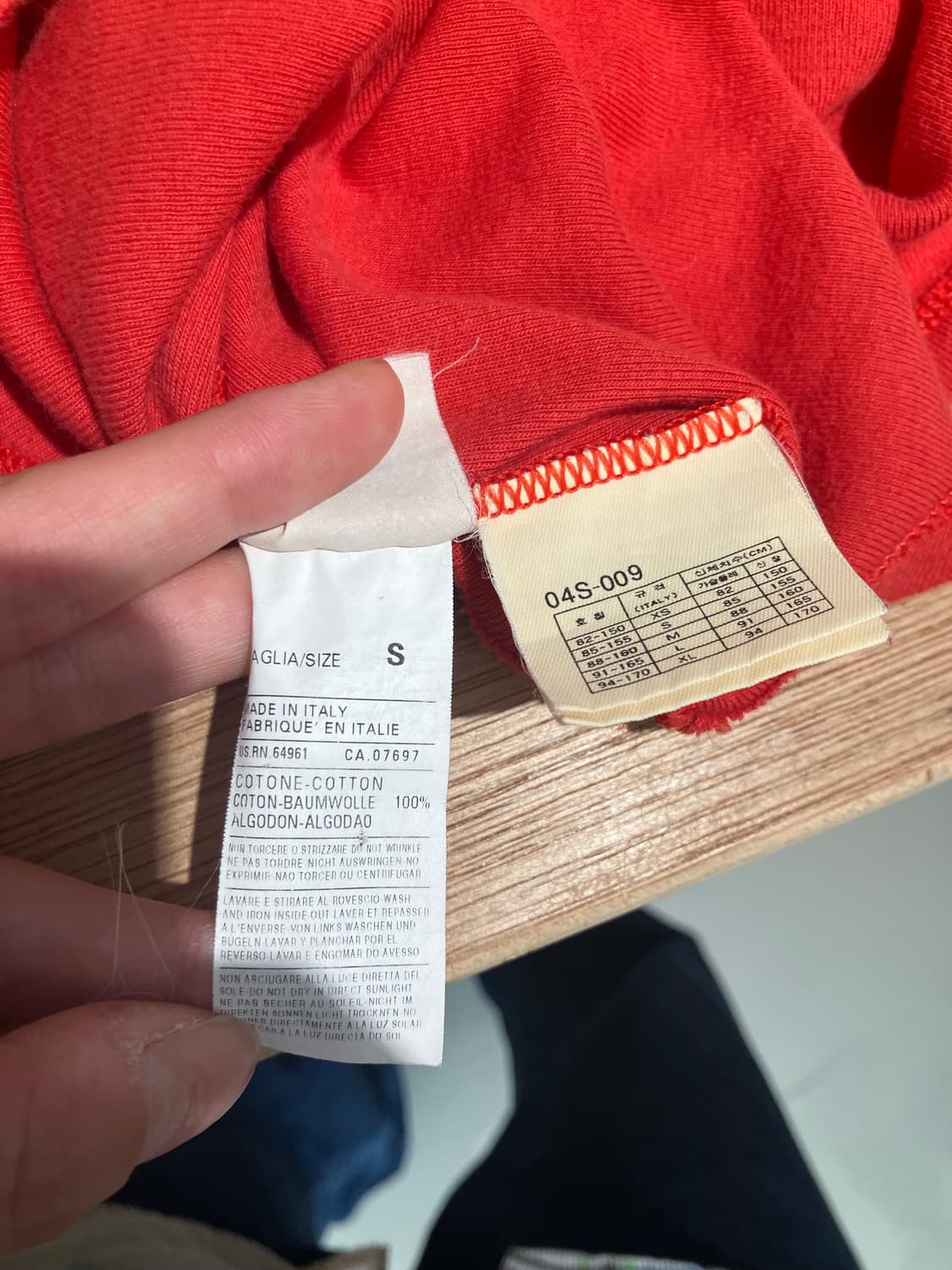 Benetton 레드 캡소매 반팔 티셔츠 S 상품이미지8