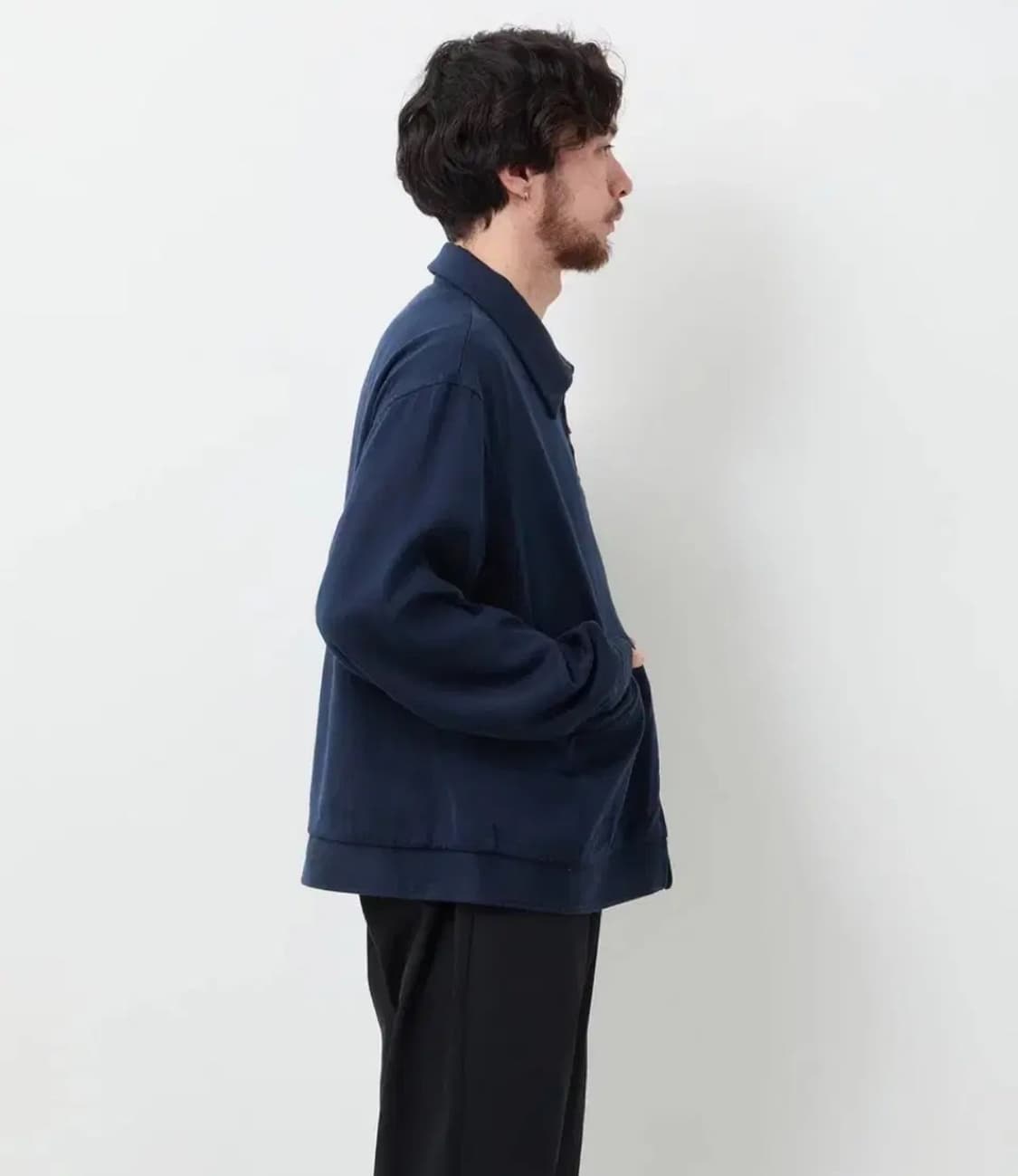 [2] 26SS 아프레쎄 워시드 실크 레이온 개버딘 자켓 네이비 상품이미지3